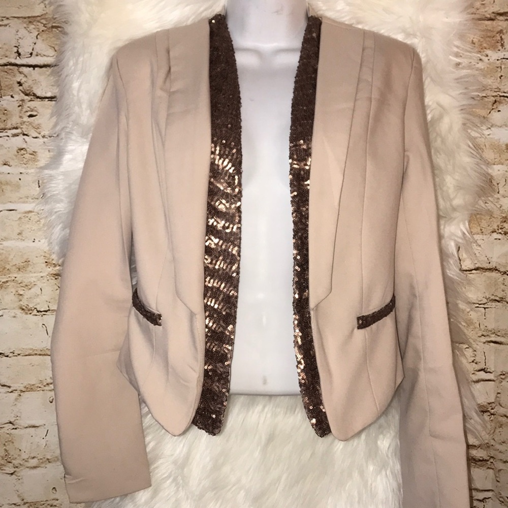 Blush Blazer with copper sequins